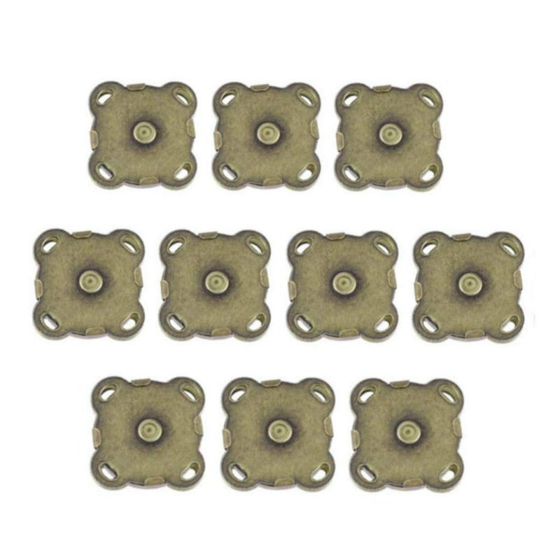 WAFJAMF WAFJMAF 10 Sets Bronze Sew in Magnetic Bag Clasps Button Snaps Tone Purse for Closure Handbag Clothes Sewing Craft No Tools Required Plum Blossom 19mm (Bronze) - Image 2